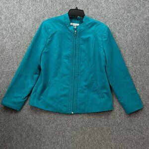 Allison Daley Faux Suede Zip Up Jacket Women's Size 14 Teal Lined